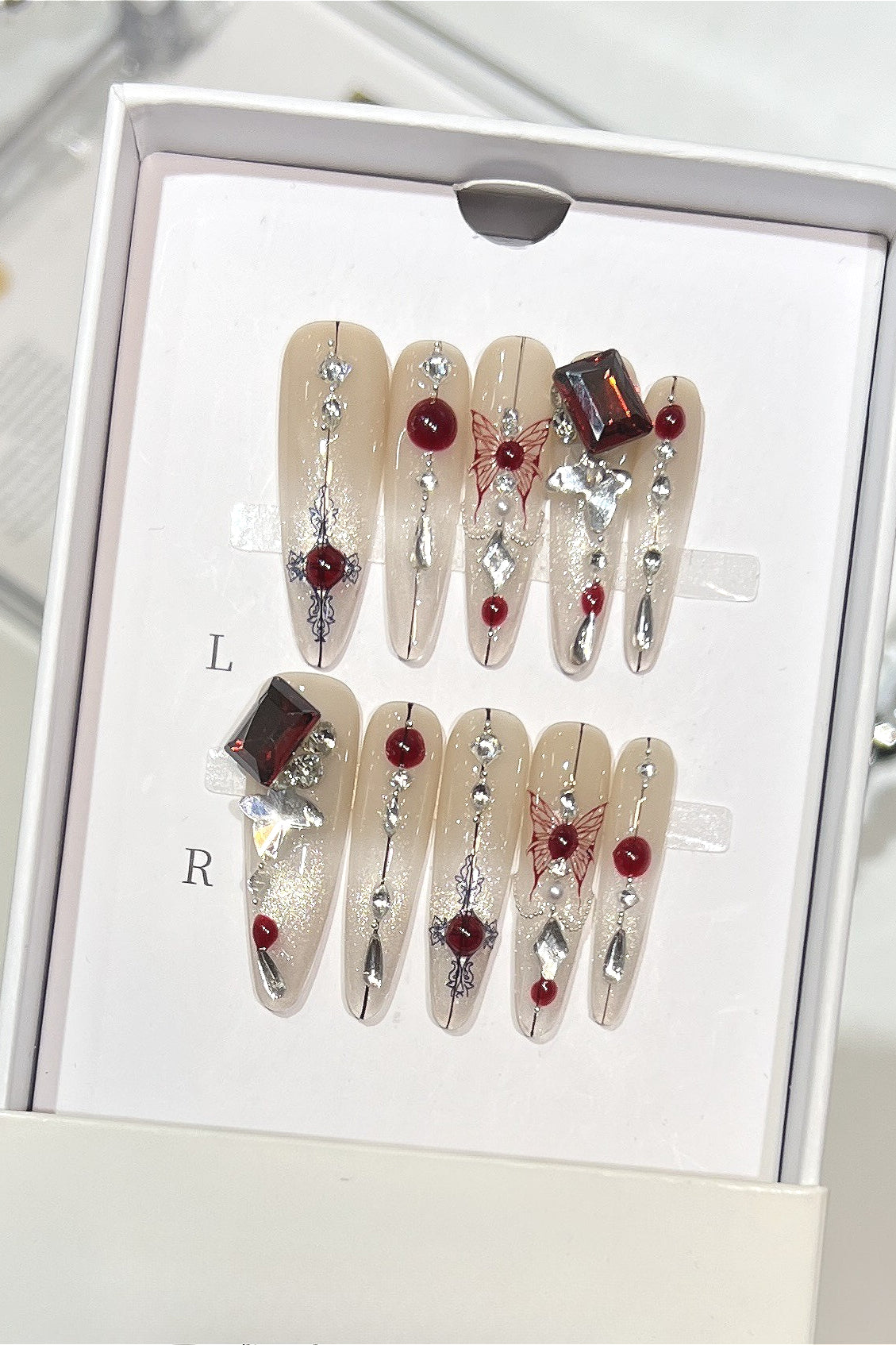 Gothic Ruby Butterfly Press On Nails