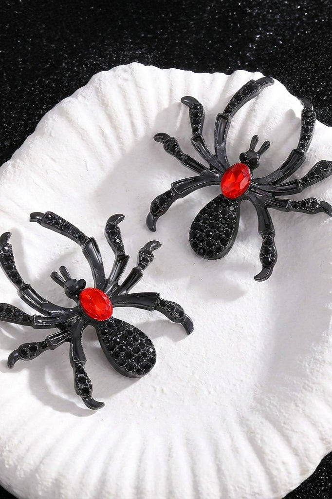 Spider Detail Stud Drop Earrings