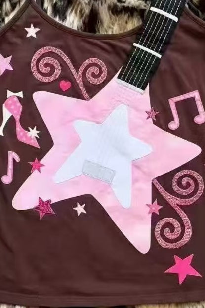 Guitar Print Cami Crop Top Secondary image