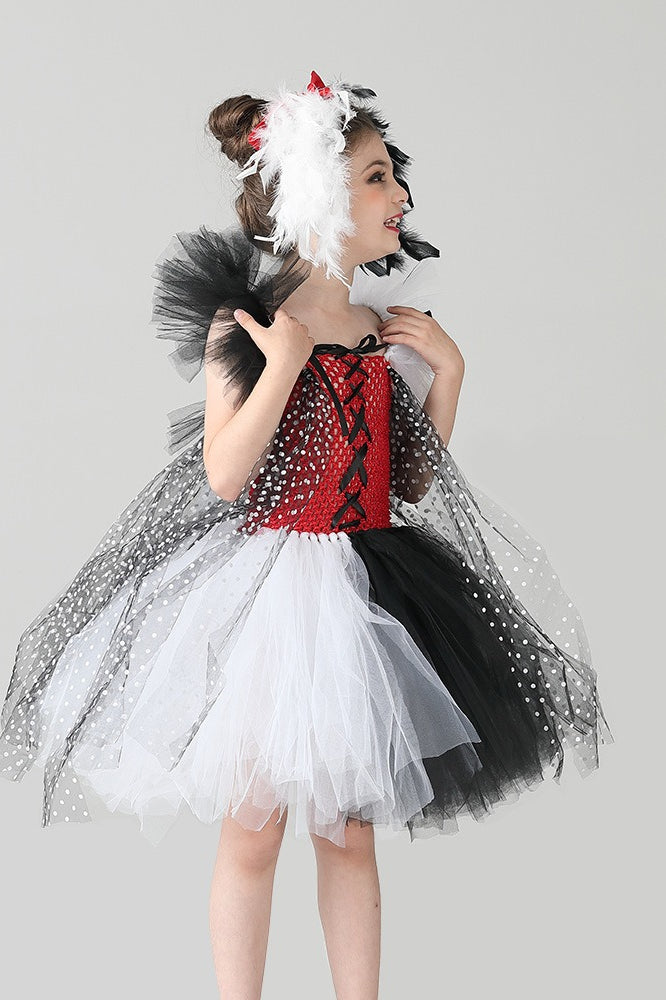 Black & White Witch Dress Kid Halloween Costume Secondary image
