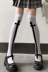 Nun Pattern Thigh High Socks