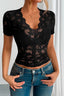 Floral Lace Scalloped Neck T-Shirt