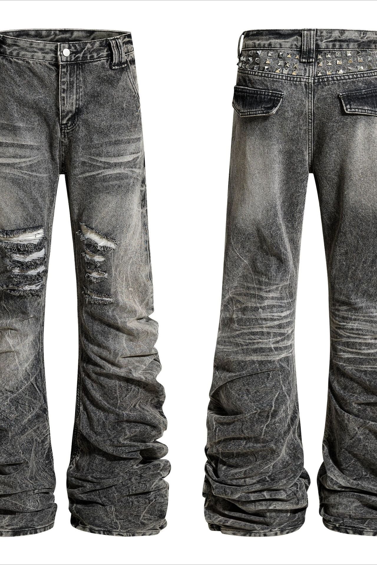 Distressed Stacked Flare Jeans