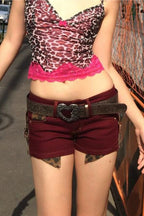 Washed Denim Button Hot Pants