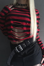 Street Style Ripped Stripe T-Shirt