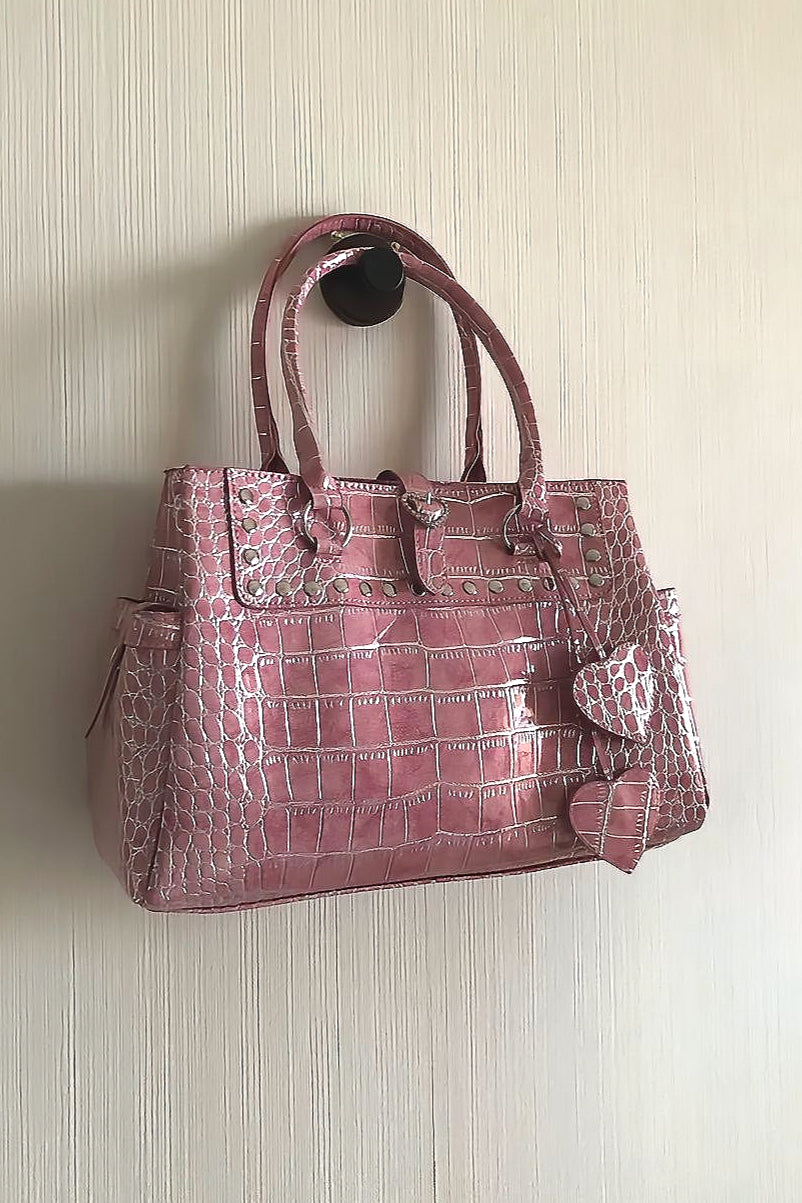 Street Studded Croc Embossed Shoulder Bag Secondary image