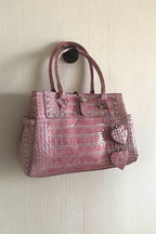 Street Studded Croc Embossed Shoulder Bag