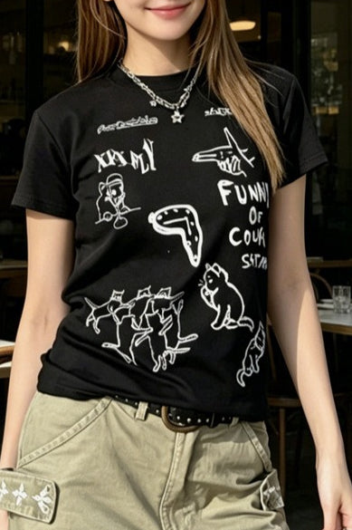 Doodle Graphic Short Sleeve T-Shirt Main image