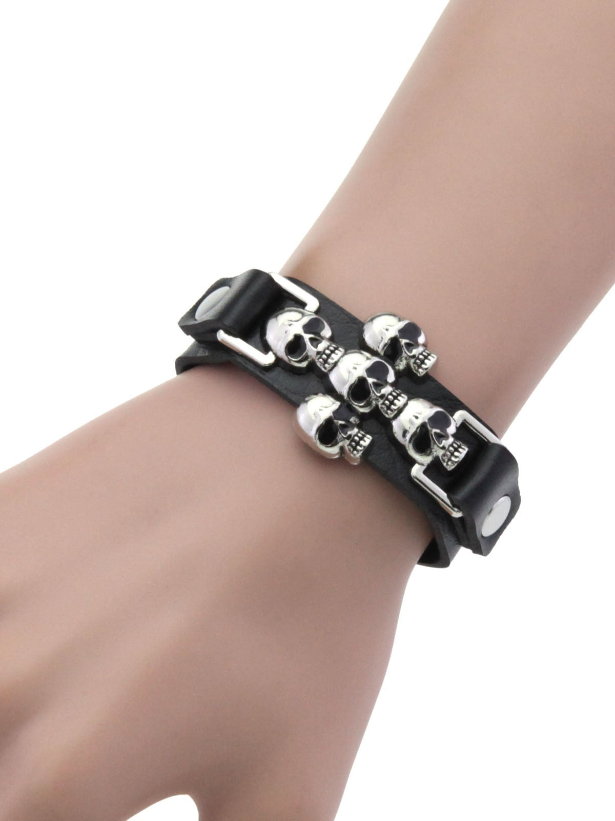 Gothic Cross Skull Leather Bracelet
