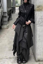 Punk Asymmetrical Patchwork Plaid Skirt