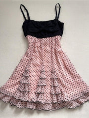 Sweet Y2K Polka Dot Lace Mini Dress