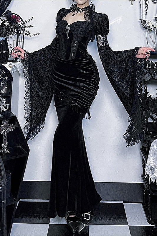 Lace Gothic Bodycon Maxi Dress Main image