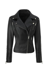 PU Leather Vintage Moto Plus-size Jacket