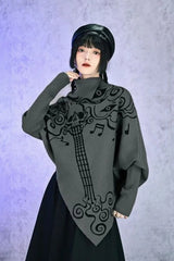 Asymmetric Jacquard Batwing Sleeve Sweater