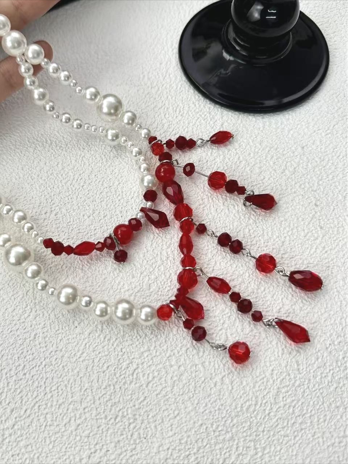 Gothic Dark Blood Drop Red Bead Tassel Waist Chain Secondary image