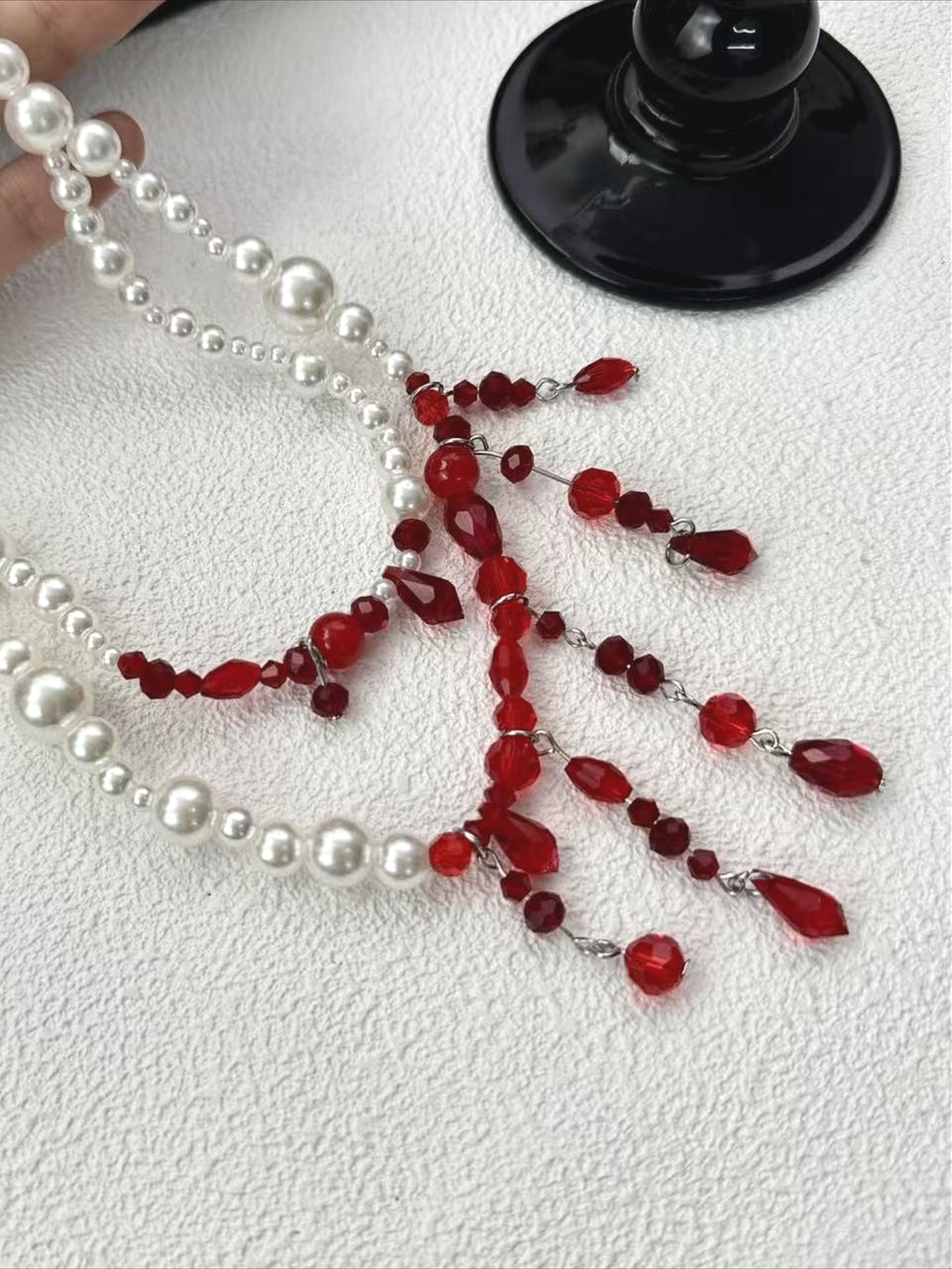 Gothic Dark Blood Drop Red Bead Tassel Waist Chain