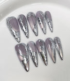 3D Metal Relief Irregular Press On Nails