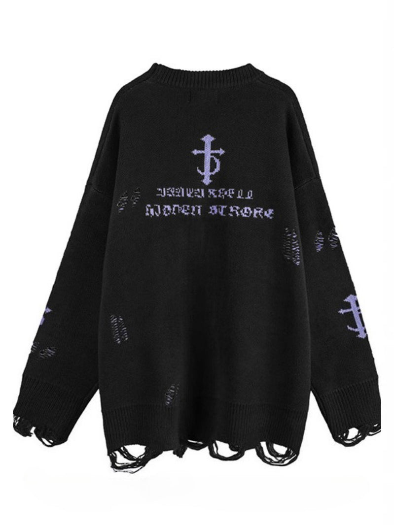 Gothic Distressed Unisex Knit Sweater Secondary image