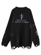 Gothic Distressed Unisex Knit Sweater