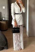 Long Lace Skirt Blazer Skirt Sets