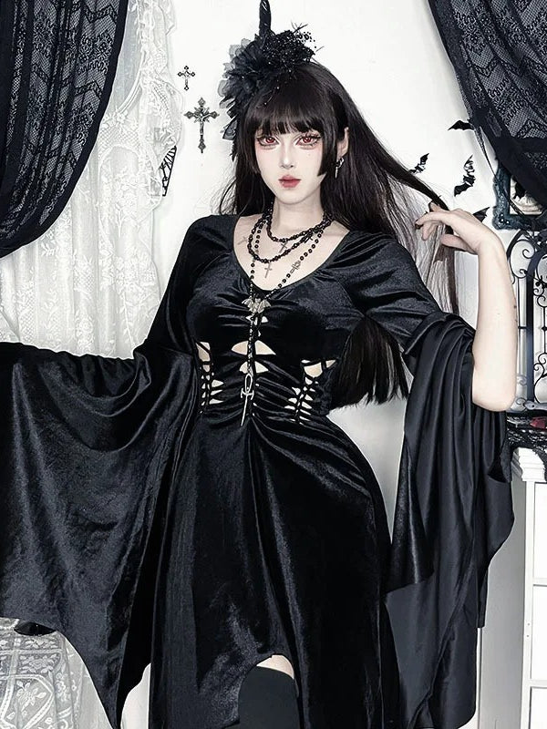 Dark Gothic Vampire Bride Long Sleeve Maxi Dress Main image