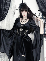 Dark Gothic Vampire Bride Long Sleeve Maxi Dress