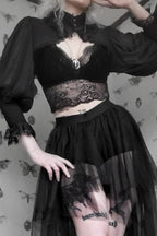 Lace Trim Puff Sleeve Cardigans