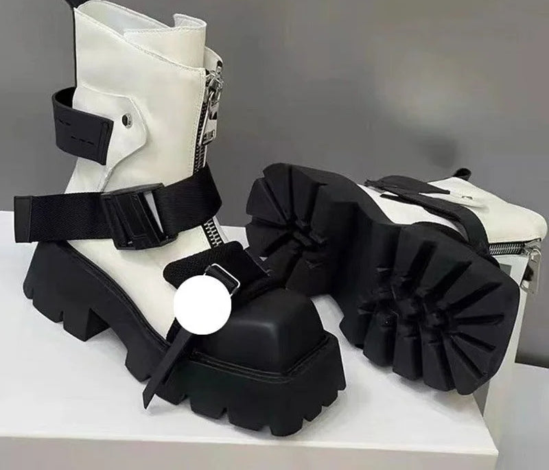 Thick-soled Color Block Platform Ankle Boot Secondary image