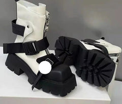 Thick-soled Color Block Platform Ankle Boot