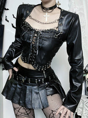Punk Detachable Chain Leather Jacket