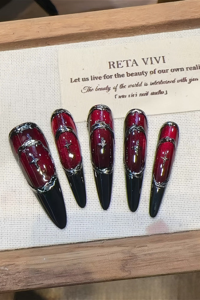 Red Gothic Press On Nails