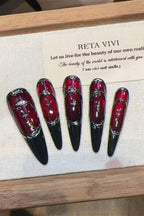 Red Gothic Press On Nails