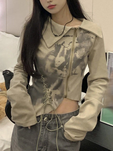 Long Sleeve Cotton Slim Fit Casual Crop Top Main image