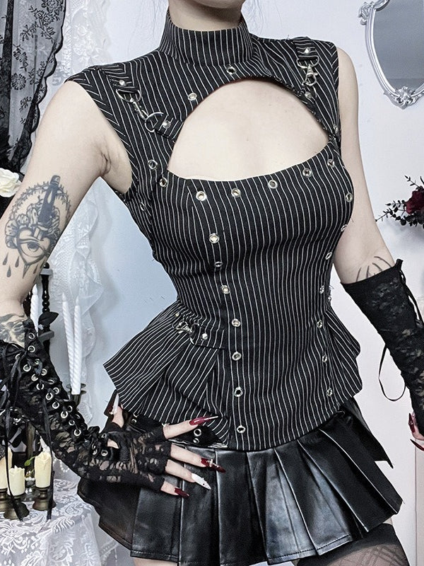 Retro Gothic Striped Tank Top Main image