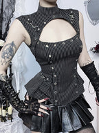 Retro Gothic Striped Tank Top
