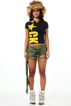 Star Letter Graphic Cropped T-Shirt