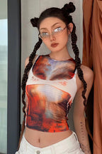 3D Thermal Gradient Print Slim Fit Crop Top
