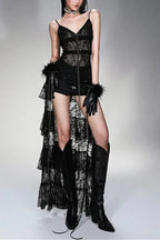 Gothic Lace Patchwork Midi Dress