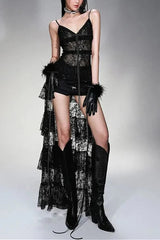 Gothic Lace Patchwork Midi Dress