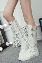 Studded Knee-High Platform Boots