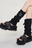 Faux-Fur Buckle Platform Slides