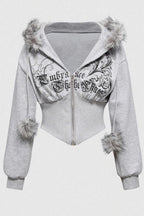 Ornate Graphic Pom Detail Hoodies