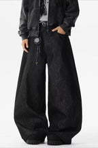 Red Dragon Motif Denim Pants