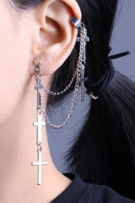 Tassel Cross Punk Minimal Earings Secondary image