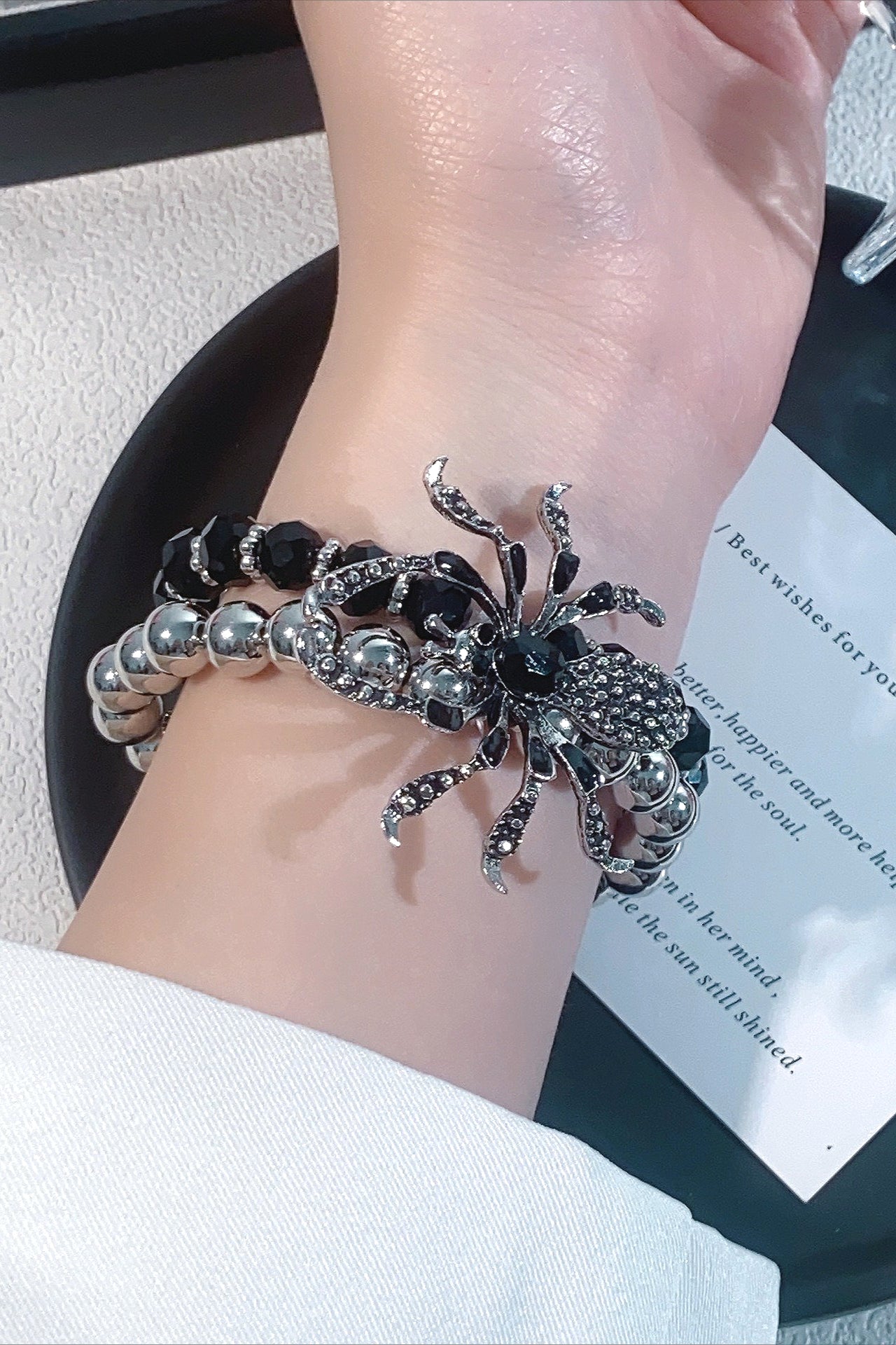 Dark Spider Double Layer Rhinestone Bracelet
