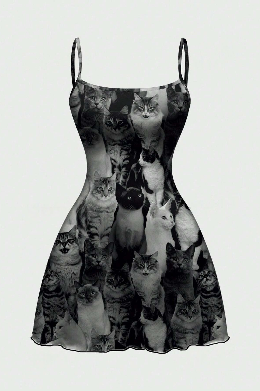 Graphic Print Strappy Flared Mini Dress