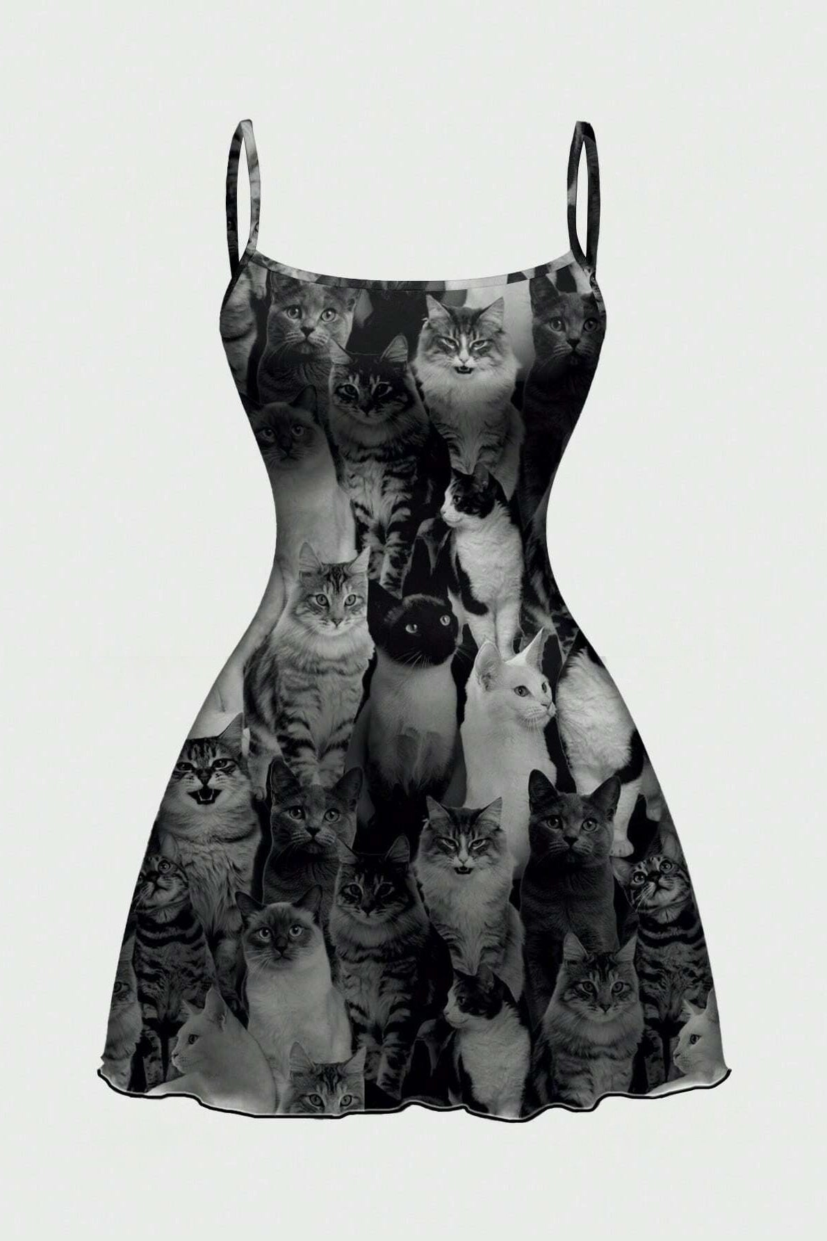 Graphic Print Strappy Flared Mini Dress