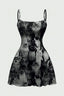 Graphic Print Strappy Flared Mini Dress