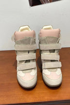 Color-Block Velcro Wedge High-Top Sneakers