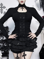 Retro Old-School Dark Blouse